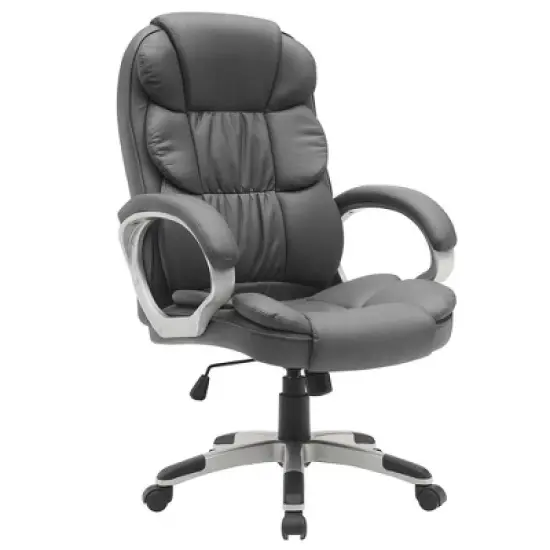 Black Big and Tall Leather Office Chair Adjustable High Back Task Chair with Multi-functional image {8}