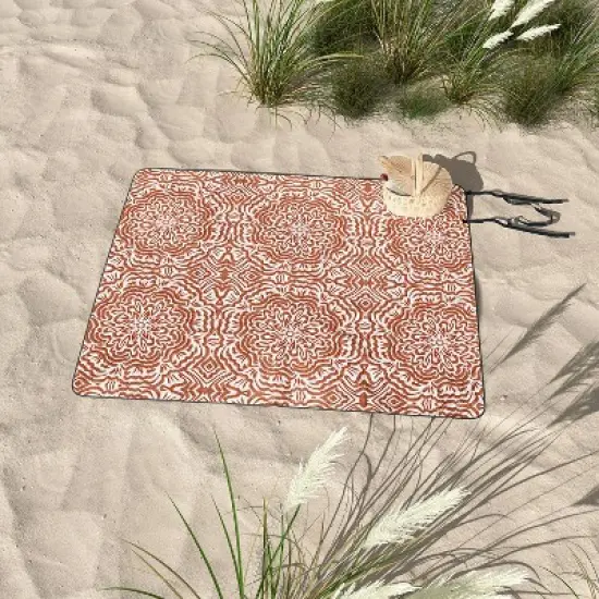 Marta Barragan Camarasa Terracotta strokes pattern Picnic Blanket - Deny Designs image {2}