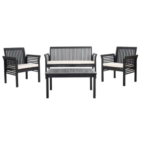 Carson 4pc Outdoor Set - Black/White - Safavieh image {1}