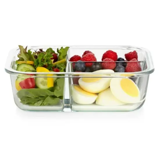 Pyrex 3.8 Cup 3 Compartment Rectangular MealBox Glass Food Storage Container image {7}