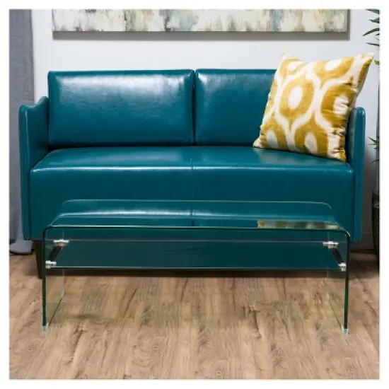 Ramona Glass Rectangle Coffee Table w/ Shelf Clear - Christopher Knight Home image {3}