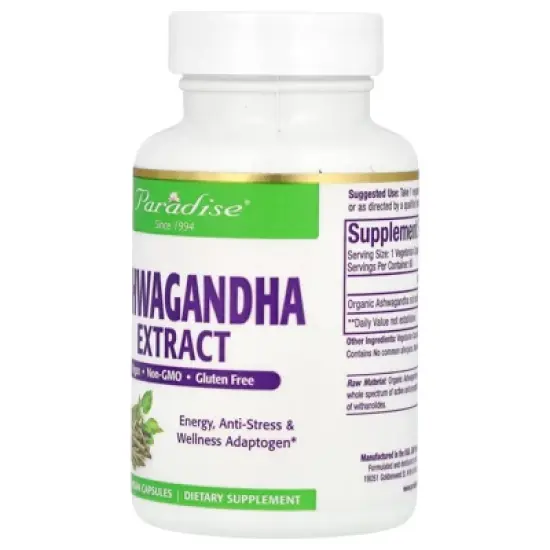 Paradise Herbs Ashwagandha Extract, 60 Vegetarian Capsules (250 mg per Capsule) image {2}