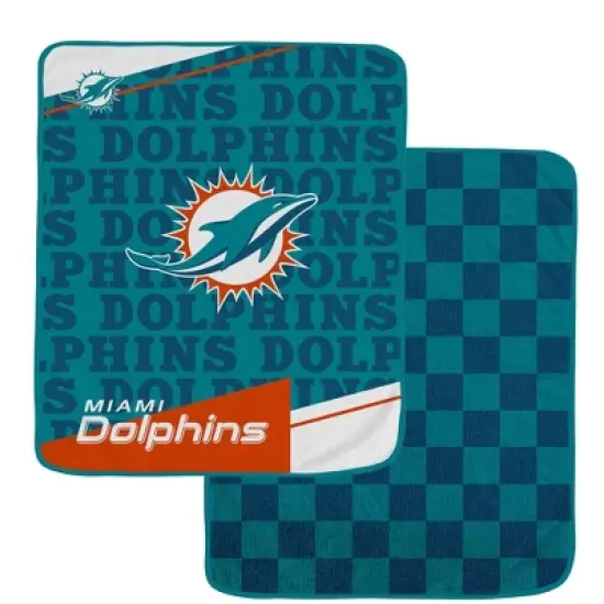 NFL Miami Dolphins Diagonal Ghost Checker Double Sided Ultra Cozy Blanket image {3}