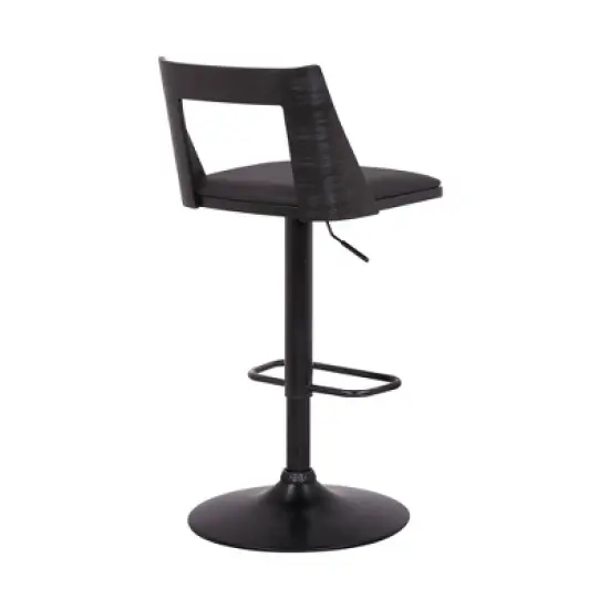 Milan Adjustable Swivel Faux Leather Metal Barstool Black - Armen Living image {3}