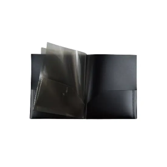 JAM Paper 6-Pocket Heavy Duty Folders Black 2/Pack (389MP6bl) 389MP6BL image {2}
