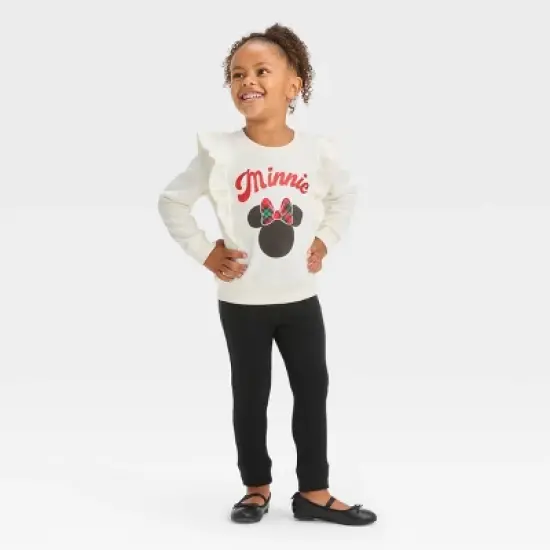 Toddler Girls' Disney Minnie Mouse Printed Pullover Sweatshirt - Off-White image {2}