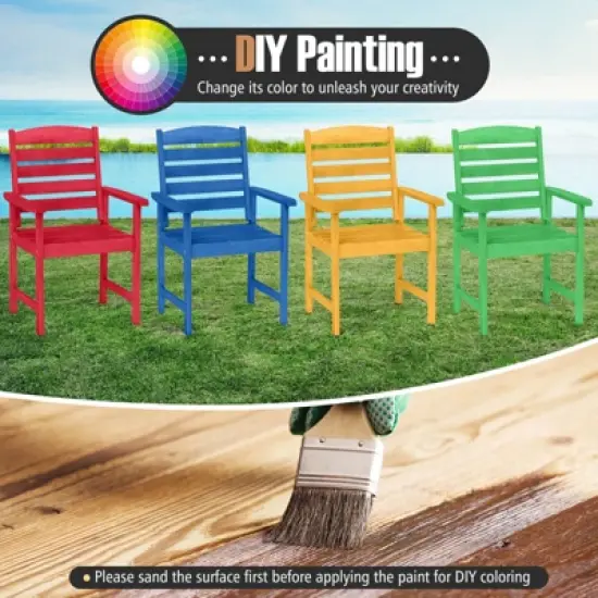 Costway Patio Chairs Set of 2/4 with Inclined Backrests and Slatted Seats for Deck image {8}