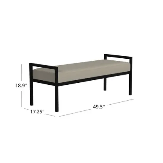 Modern Metal Bench Fawn Velvet - HomePop image {5}