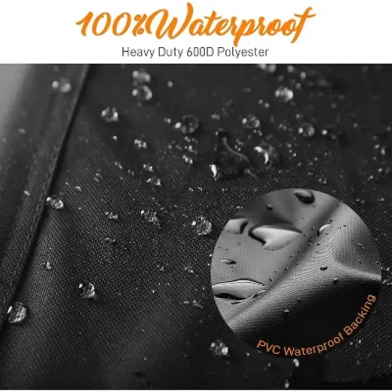 SereneLife Heavy Duty Waterproof BBQ Grill Cover - UV Resistant with Fabric Handles & Fastening Straps - SLGCS image {4}