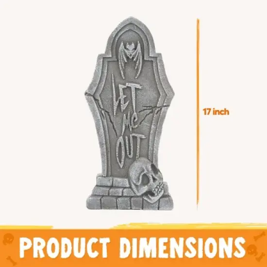 Joyfy 5pcs 17" Halloween Foam Tombstones Decoration, Halloween Graveyard Headstone Prop Cemetery Decoration with 12 Metal Stakes, Outdoor Yard Lawn image {5}