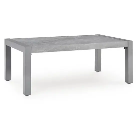 Signature Design by Ashley Agoda Pearl Outdoor Coffee Table - Weather Resistant Aluminum Frame with Gray Stone Top image {6}