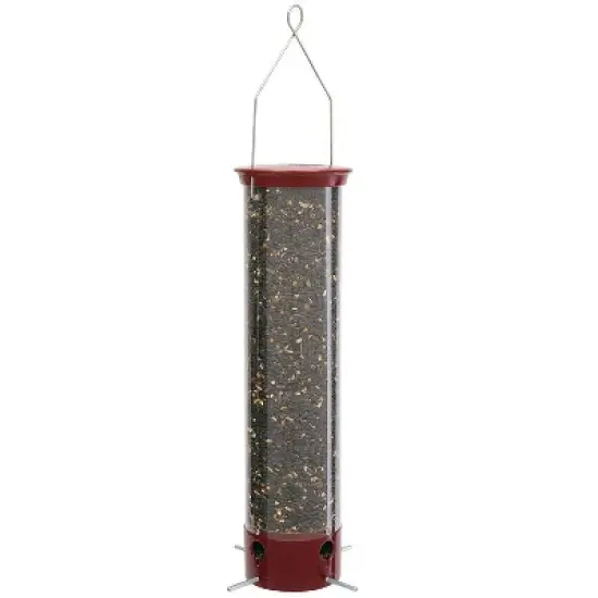 Droll Yankees Dipper Bird Feeder, Wild Bird, 5 lb Polycarbonate Tube 4 ports, 8.75"L x 8.75"W x 28"H image {1}