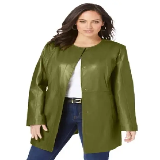 Jessica London Women&rsquo;s Plus Size Three-Quarter Leather Jacket image {7}