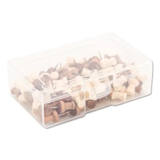 U Brands Fashion Push Pins Wood Assorted 3/8" 100/Pack 3085U06-24 image {2}