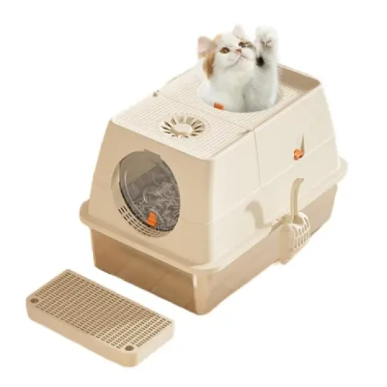 Cat Litter Box Enclosure with Lid for All Cats, High Sided Stainless Steel Litter Tray, Anti-Leaking, Covered Litter Box Cat Toilet image {9}