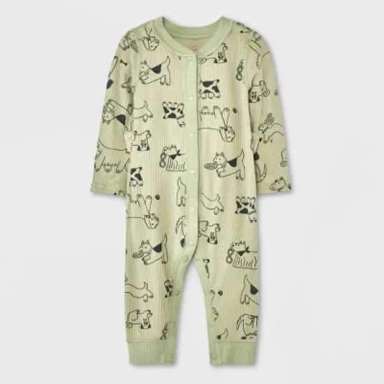 Baby Ribbed Snap Adaptive Romper - Cat & Jack&trade; Green image {1}