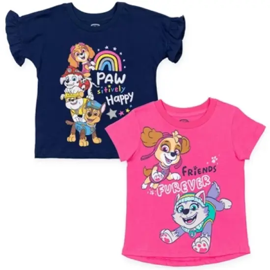 Nickelodeon Paw Patrol Chase Rubble Skye Everest Marshall 2 Pack Graphic T-Shirts Navy Blue / Pink  image {9}