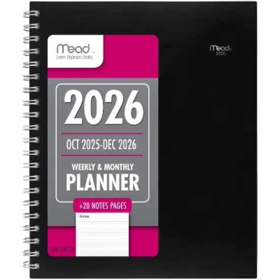 Mead 2025-2026 11"x9.375" Basic Large Black Planner image {10}