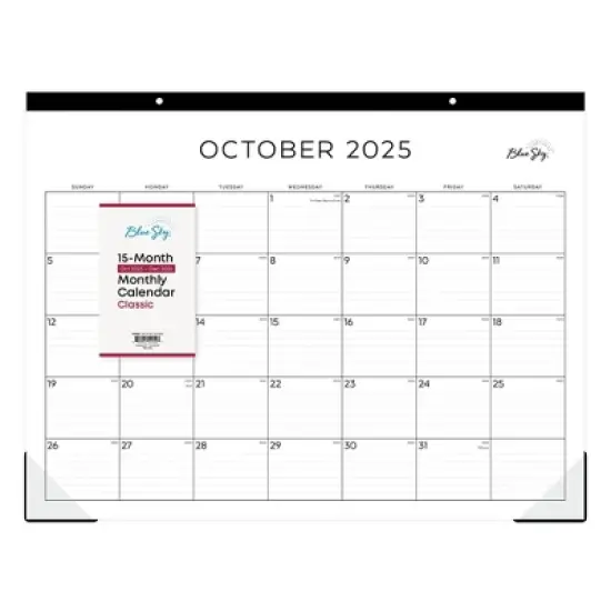 Blue Sky Monthly Desk Pad Planning Calendar 22"x17" Standard Black and White image {2}