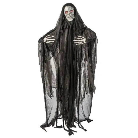 5 Ft. 4 3/4" Animated Standing Light-Up Skeleton Man with Bling Halloween Decoration image {1}