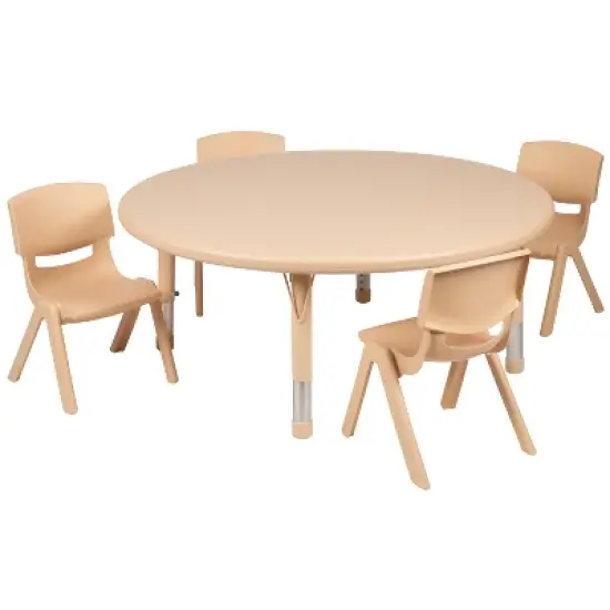 Flash Furniture 45" Round Plastic Height Adjustable Activity Table Set with 4 Chairs image {6}