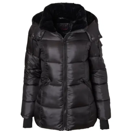 Sportoli Womens Winter Coat Hooded Plush Lined Quilted Warm Zip Up Puffer Jacket image {5}