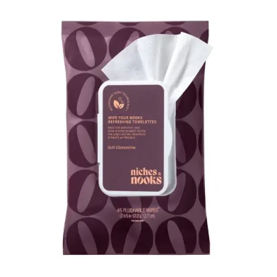 Niches & Nooks Intimate pH Balanced Refreshing Flushable Feminine Wipes - Soft Clementine - 45ct image {1}