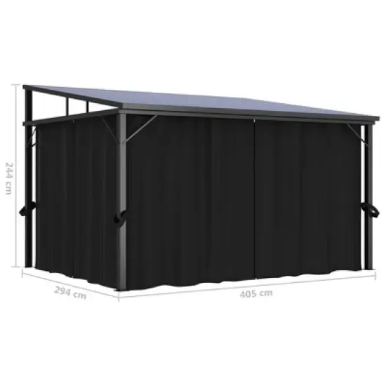 vidaXL Gazebo with Curtains - UV-Resistant PVC Roof - Aluminum and Steel Construction - Anthracite - 13.3'x9.6'x8' - Outdoor Event Shelter image {9}