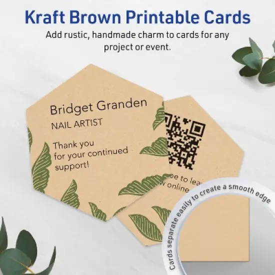 Avery Hexagon Flat Cards, 3-1/2" x 4", Matte Kraft Brown, 40 Total image {2}