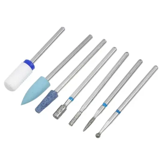 Unique Bargains Emery Nail Drill Bits Set for Acrylic Nails 3/32 Inch Nail Art Tools Shapen Tool 40.5mm Length Blue 7 Pcs image {4}