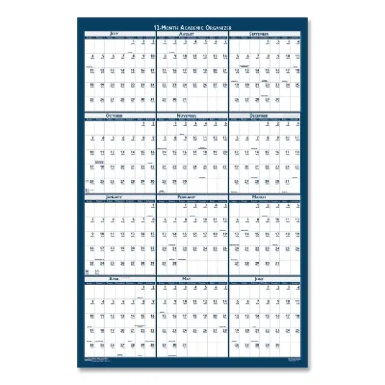 Academic Year Recycled Poster Style Reversible/Erasable Yearly Wall Calendar, 24 x 37, 12-Month (July to June): 2025 to 2026 image {1}