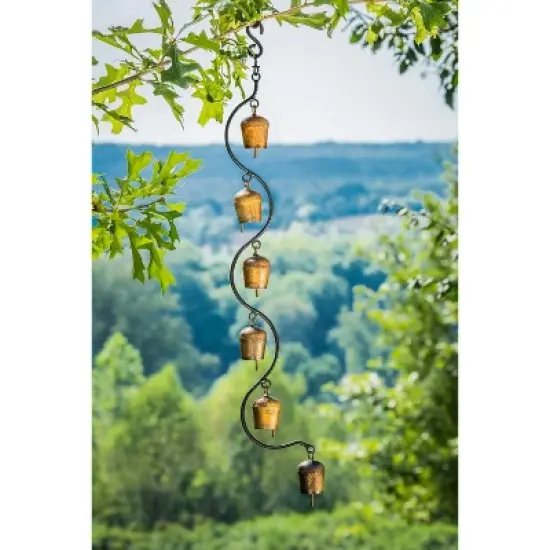 Evergreen Copper Cast Metal Hanging Bell Chimes image {3}