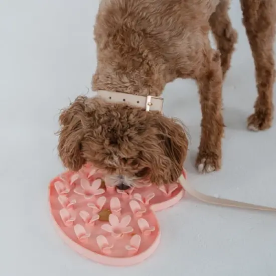 Dexypaws Enrichment Snuffle Mat: Blush Pink Heart - Textured Dog Feeding Pad image {2}