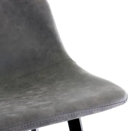 Elama Faux Leather Bar Stool in Gray with Black Legs image {6}