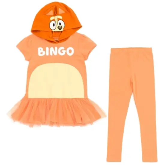 Bluey Bingo Girls Cosplay T-Shirt Dress and Leggings Outfit Set Toddler to Big Kid  image {6}