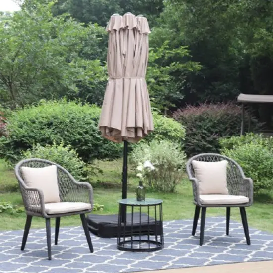 Rectangular Outdoor Patio Market Umbrella with Extra Large Base and Sand Bags - Captiva Designs image {9}