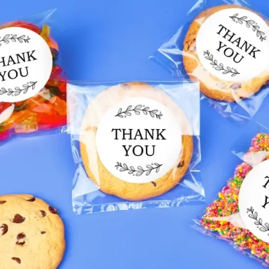 Big Dot of Happiness Rustic Leaves Thank You Stickers and Clear Cookie Bags, Cellophane Treat Bags 4.25x7 IN for Candy or Baked Goods - 25 Count image {2}