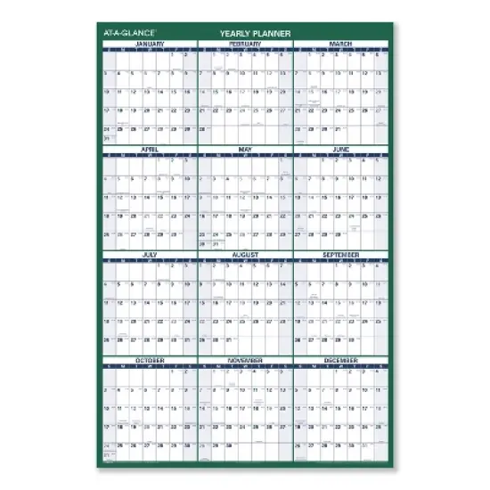 Vertical Erasable Wall Planner, 32 x 48, White/Green Sheets, 12-Month (Jan to Dec): 2026 image {5}
