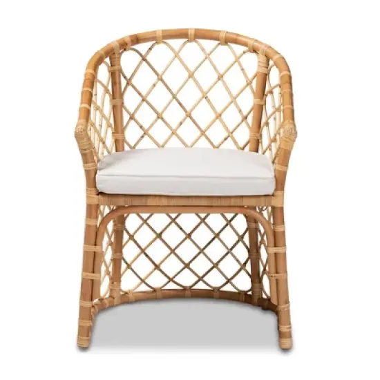 Orchard Fabric Upholstered and Rattan Dining Chair White/Natural - bali & pari image {2}