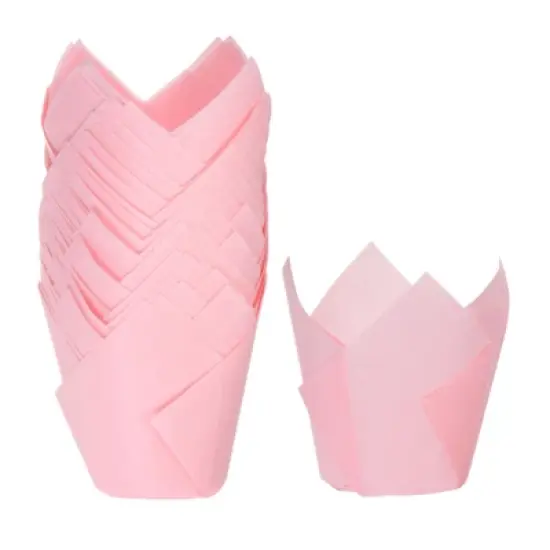 Unique Bargains Greaseproof Paper Tulip Style Disposable Cupcake Liners 50 Pcs image {10}
