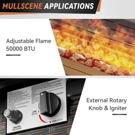 Belord Furniture Patio Set with 43" Propane Fire Pit Table, Patio Furniture Set with Sofa, 2 Swivel Patio Chairs, Accent End Table, and Fire Pit Table image {13}