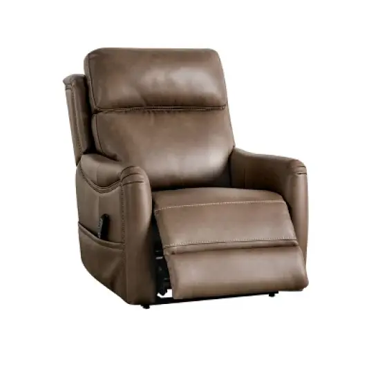 HOMES: Inside + Out Starbright Leatherette Powered Lift Chair Recliner with Zone Heating and Patented Footrest Extension Brown image {1}