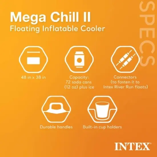 Intex Inflatable Mega Chill II 72 Can Beverage Cooler Float with Lid, 2 Pack image {1}