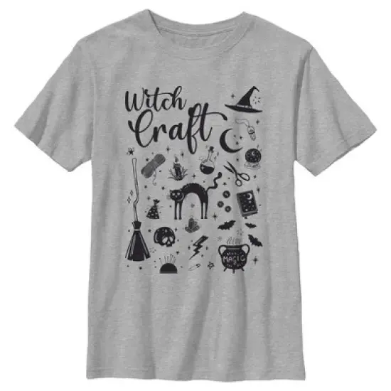 Boy's Lost Gods Halloween Witchcraft Necessities Black and White T-Shirt image {4}