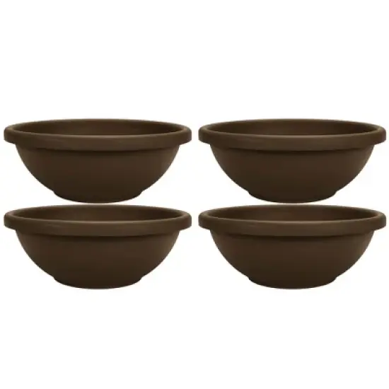 The HC Companies 18 Inch Sun Fade and Crack Withstanding Leakproof Plastic Plain Semi Circular Garden Bowl Planter, Chocolate Brown (4 Pack) image {6}