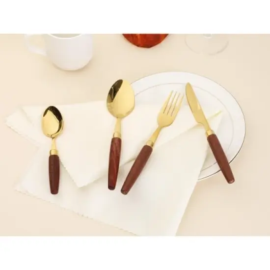 REGALWOVEN Stainless Steel Mirror Polished Silverware Flatware Set with Knife 4 Pcs image {3}