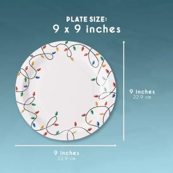 Disposable Plates - 80-Count Paper Plates, Christmas Holiday Party Supplies for Appetizer, Lunch, Dinner, Dessert, Christmas Lights Design, White, 9" image {4}