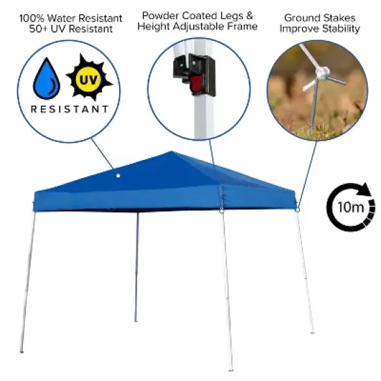 Flash Furniture 8'x8' Pop Up Event Canopy Tent with Carry Bag and Folding Bench Set - Portable Tailgate, Camping, Event Set image {3}