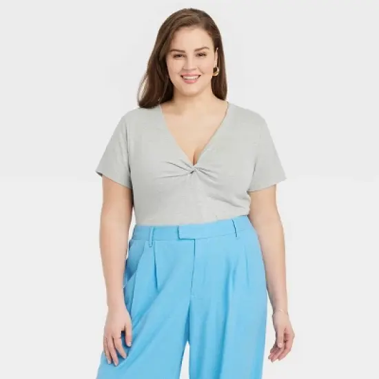 Women's Short Sleeve V-Neck Linen T-Shirt - A New Day&trade; image {5}