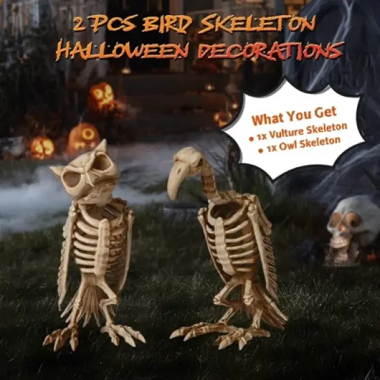 Yescom 1 Pcs Vulture & 1 Pcs Owl Skeleton Halloween Decor Life Size Animal Props Indoor Outdoor 2025 image {2}
